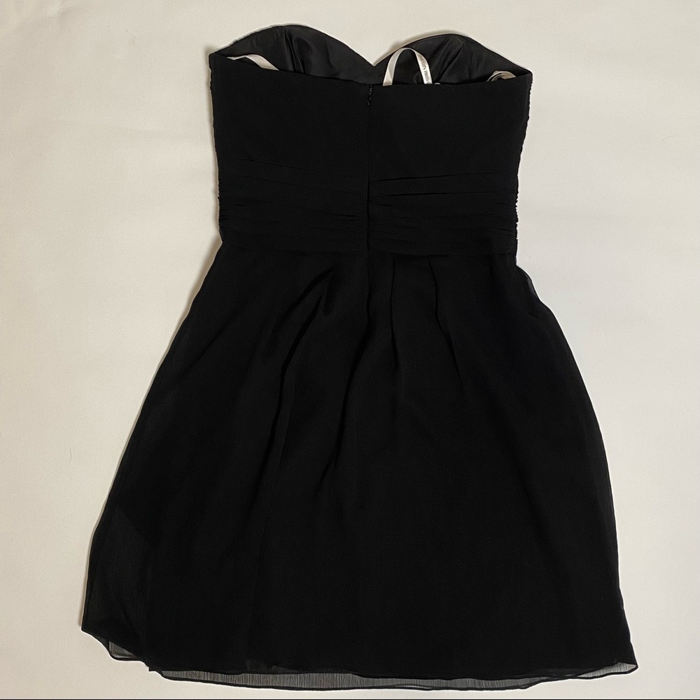 David’s Bridal Short Black Strapless Crinkle Chiffon Bridesmaid Dress - Picture 5 of 7
